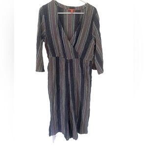 Chelsea and Violet Striped Woven Boho‎ Jumpsuit Size XL Cotton V-Neck